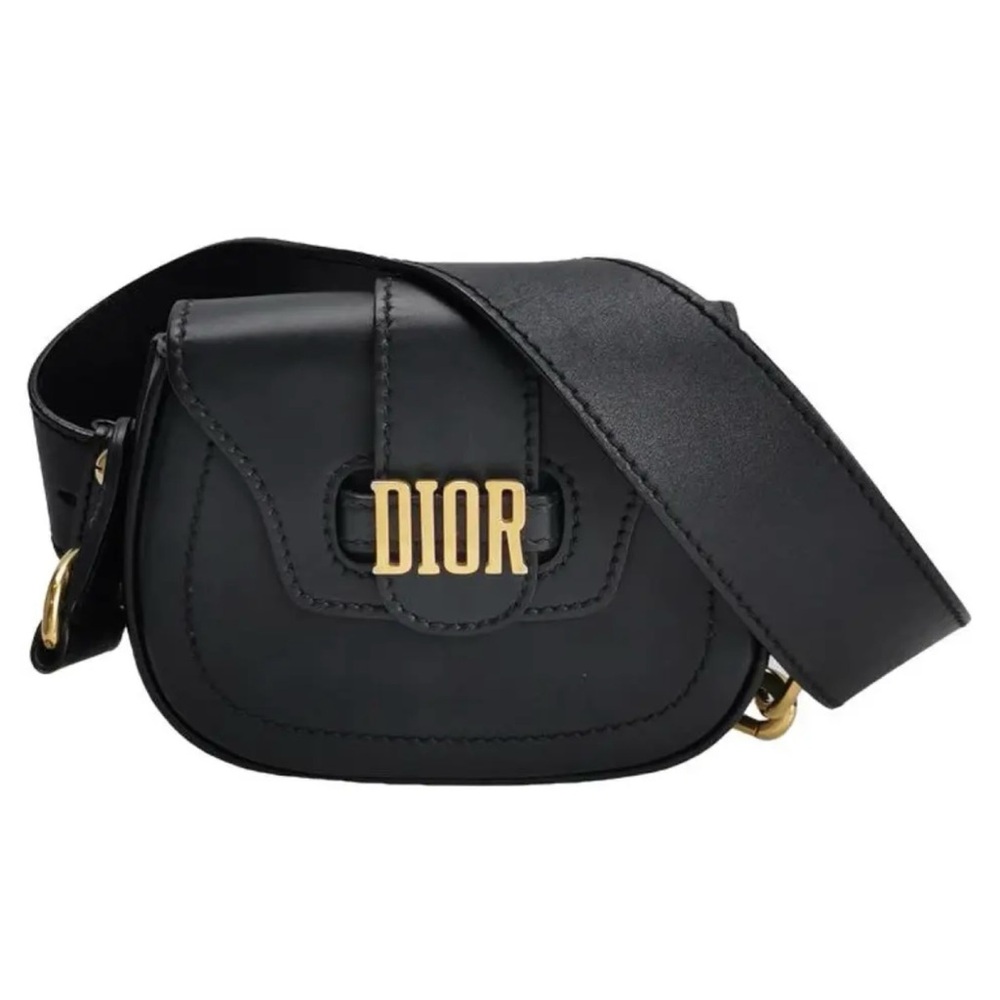 Authentic Christian Dior Calfskin D Fence Leather Cross Body Bag